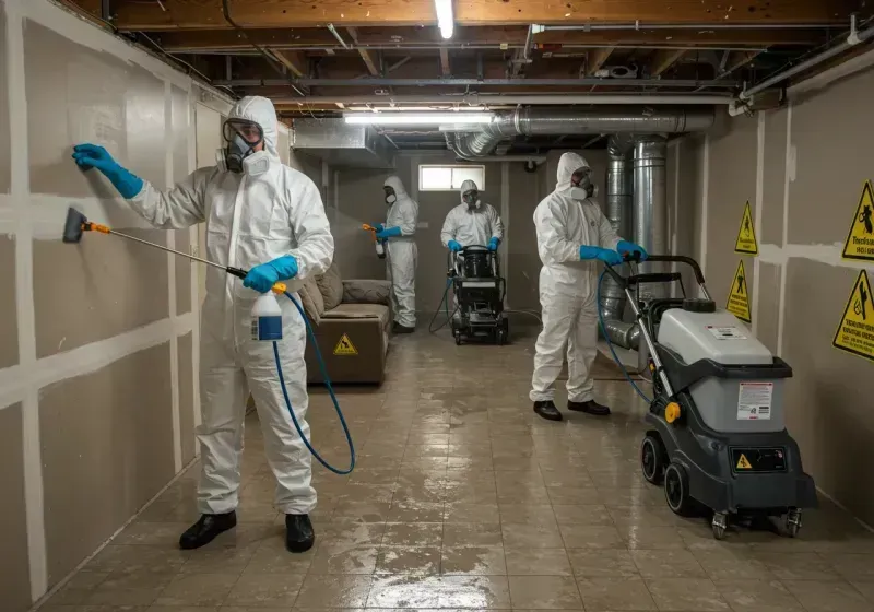 Basement Moisture Removal and Structural Drying process in Ludlow, MA